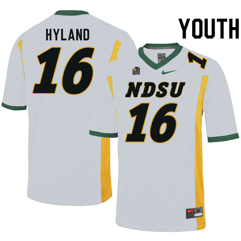 Youth #16 Isaac Hyland North Dakota State Bison College Football Jerseys Stitched-White